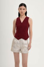 OLIVIA ASYMMETRIC VEST LINEN TOP
