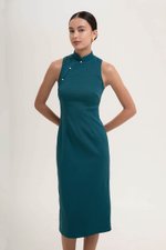 *PREORDER* NIKA TWEED MIDI CHEONGSAM W PEARL BUTTONS