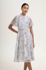 THALIA FLORAL FLUTTER SLEEVE CHEONGSAM