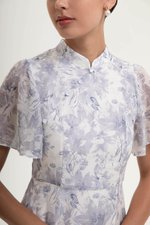 THALIA FLORAL FLUTTER SLEEVE CHEONGSAM