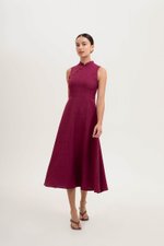 SADIE TEXTURED FIT AND FLARE CHEONGSAM DRESS