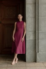 SADIE TEXTURED FIT AND FLARE CHEONGSAM DRESS