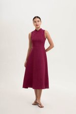 SADIE TEXTURED FIT AND FLARE CHEONGSAM DRESS
