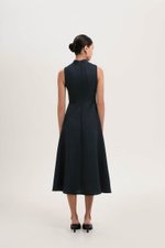 SADIE TEXTURED FIT AND FLARE CHEONGSAM DRESS