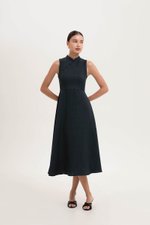 SADIE TEXTURED FIT AND FLARE CHEONGSAM DRESS