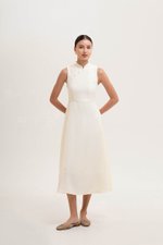 SADIE TEXTURED FIT AND FLARE CHEONGSAM DRESS