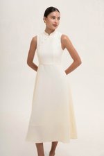 SADIE TEXTURED FIT AND FLARE CHEONGSAM DRESS