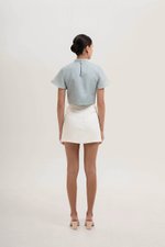 AMAYA TWEED FLUTTER SLEEVE CHEONGSAM TOP