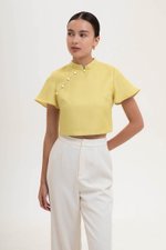 AMAYA TWEED FLUTTER SLEEVE CHEONGSAM TOP