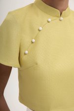 AMAYA TWEED FLUTTER SLEEVE CHEONGSAM TOP