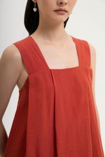 TIFFIE LINEN VBACK MIDI DRESS