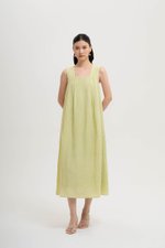 TIFFIE LINEN VBACK MIDI DRESS