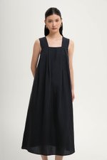 TIFFIE LINEN VBACK MIDI DRESS