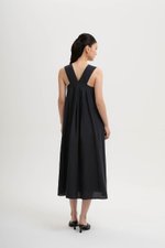 TIFFIE LINEN VBACK MIDI DRESS