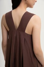 TIFFIE LINEN VBACK MIDI DRESS