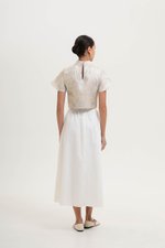 ALYA JACQUARD FLUTTER SLEEVE CHEONGSAM TOP