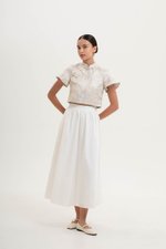 ALYA JACQUARD FLUTTER SLEEVE CHEONGSAM TOP