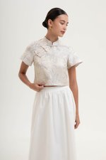 ALYA JACQUARD FLUTTER SLEEVE CHEONGSAM TOP