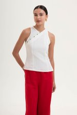 PEARLENE CHEONGSAM LINEN TOP