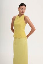 PEARLENE CHEONGSAM LINEN TOP