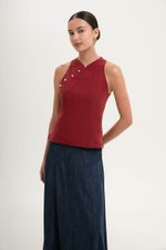 PEARLENE CHEONGSAM LINEN TOP
