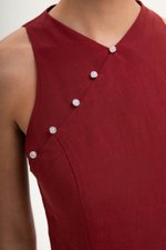 PEARLENE CHEONGSAM LINEN TOP