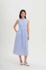 CYNTHIA BUTTONDOWN STRIPE MIDI DRESS