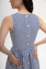 CYNTHIA BUTTONDOWN STRIPE MIDI DRESS