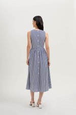 CYNTHIA BUTTONDOWN STRIPE MIDI DRESS