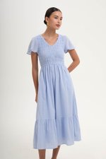 LENNY SMOCKED TEXTURED COTTON DRESS