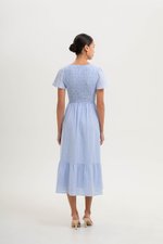 LENNY SMOCKED TEXTURED COTTON DRESS