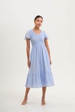 LENNY SMOCKED TEXTURED COTTON DRESS