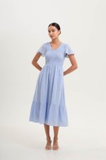 LENNY SMOCKED TEXTURED COTTON DRESS