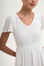 LENNY SMOCKED TEXTURED COTTON DRESS