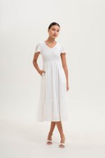 LENNY SMOCKED TEXTURED COTTON DRESS