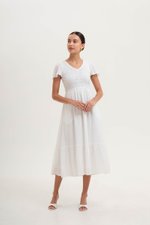 LENNY SMOCKED TEXTURED COTTON DRESS