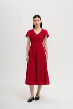 LENNY SMOCKED TEXTURED COTTON DRESS