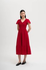LENNY SMOCKED TEXTURED COTTON DRESS