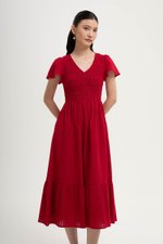 LENNY SMOCKED TEXTURED COTTON DRESS