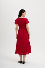 LENNY SMOCKED TEXTURED COTTON DRESS