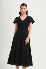 LENNY SMOCKED TEXTURED COTTON DRESS