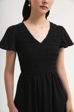 LENNY SMOCKED TEXTURED COTTON DRESS