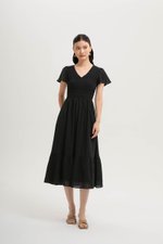 LENNY SMOCKED TEXTURED COTTON DRESS