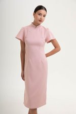 *PREORDER* AKIRA TWEED FLUTTER SLEEVE CHEONGSAM MIDI DRESS