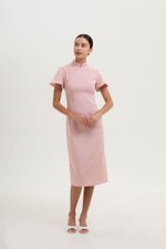 *PREORDER* AKIRA TWEED FLUTTER SLEEVE CHEONGSAM MIDI DRESS