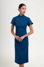 *PREORDER* AKIRA TWEED FLUTTER SLEEVE CHEONGSAM MIDI DRESS