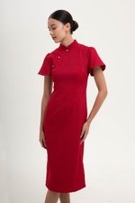 *PREORDER* AKIRA TWEED FLUTTER SLEEVE CHEONGSAM MIDI DRESS