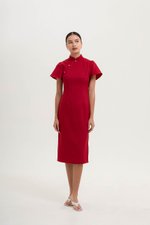 *PREORDER* AKIRA TWEED FLUTTER SLEEVE CHEONGSAM MIDI DRESS
