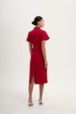 *PREORDER* AKIRA TWEED FLUTTER SLEEVE CHEONGSAM MIDI DRESS