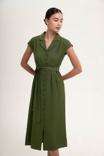 AISLING TEXTURED BUTTONDOWN MIDI SHIRT DRESS